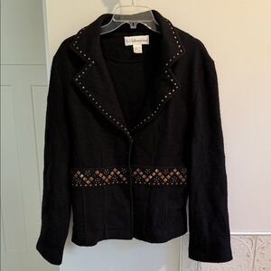 Vilxi Intl 100% Wool Jacket with metal  Studded Details Black Size L
